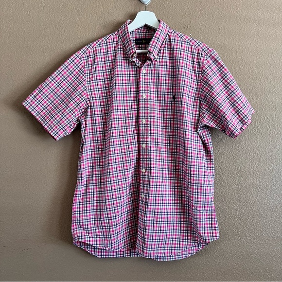 Ralph Lauren Pink Gingham Button Down Shirt Size Large - Picture 2 of 11